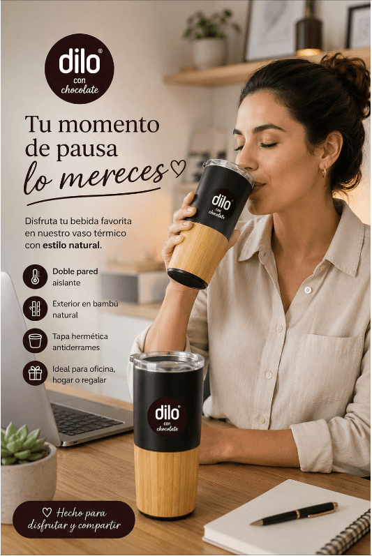 VASO VIAJERO BAMBU METAL - AURATECH | Dilo con Chocolate