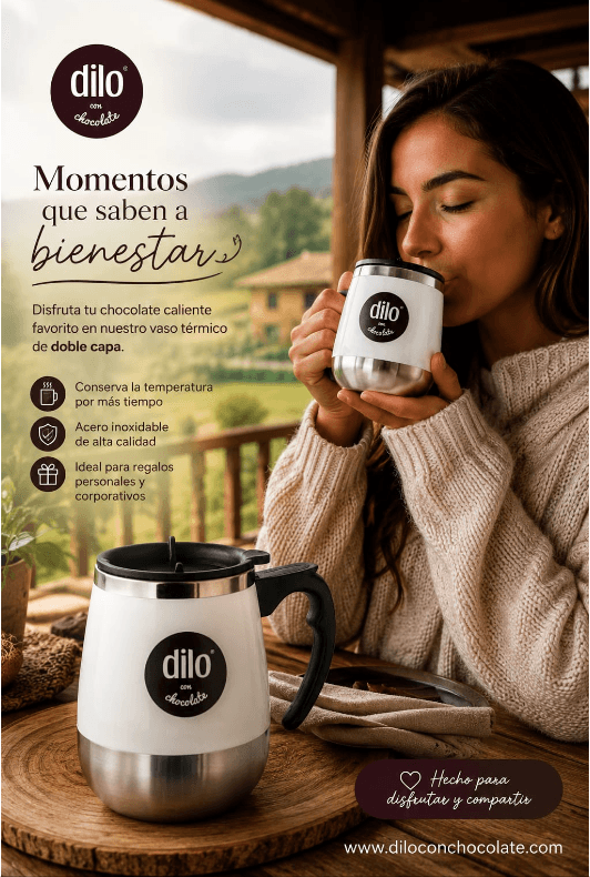 MUG METALICO AUTOMEZCLADOR MAGNETICO - AURATECH | Dilo con Chocolate